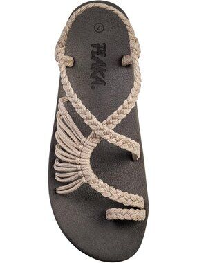 Women's Khaki Walking Sandals Comfortable Strappy Sandals with Arch Support
